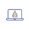 icono ordenador con símbolo dinero en pantalla